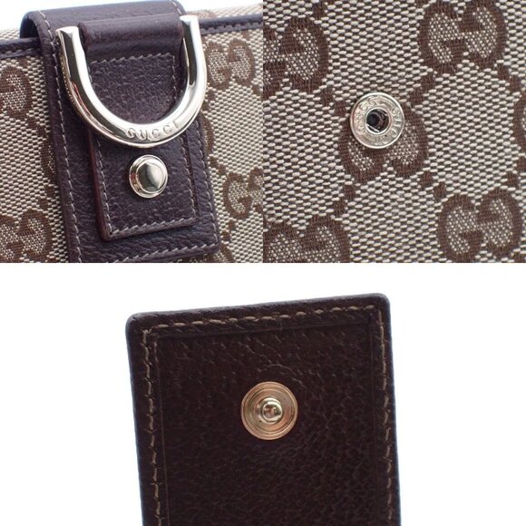 GUCCI Abbey GG Pattern Bifold Wallet Purse Canvas Leather Brown GHW 34YH606Pleas - Picture 8 of 14